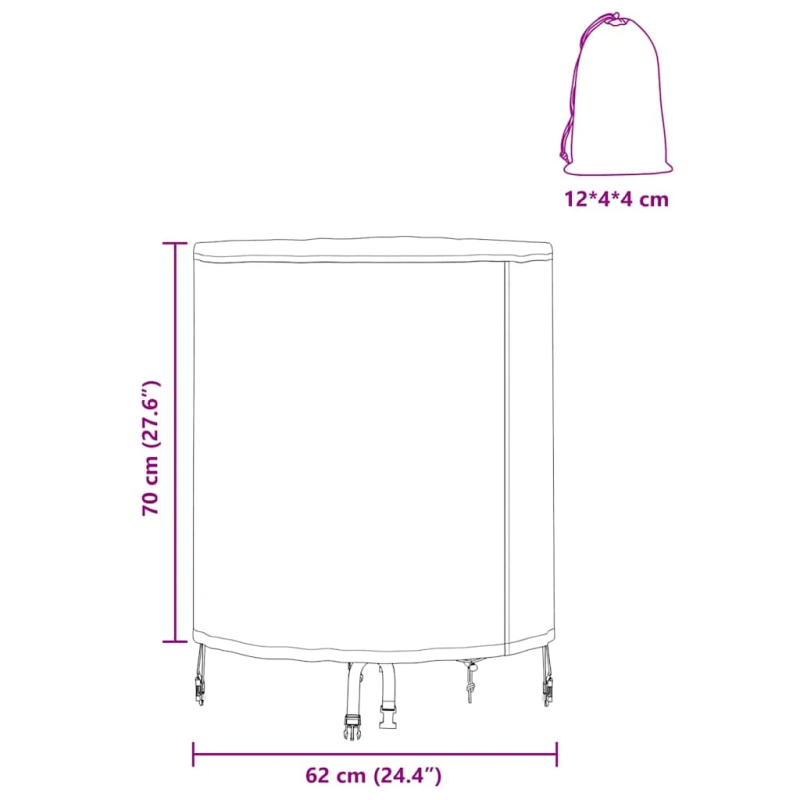 vidaXL Galda vāks Vienkrāsains Melna 62 x 62 x 70 cm audums
