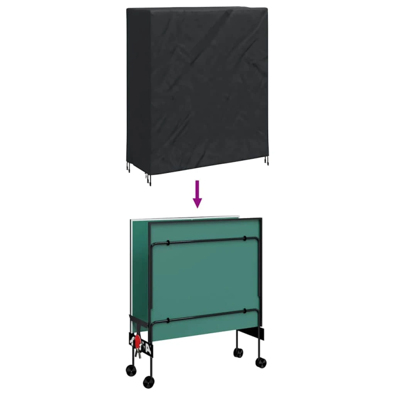 vidaXL Pingponga galda pārklājs Melna 165 x 70 x 185 cm audums