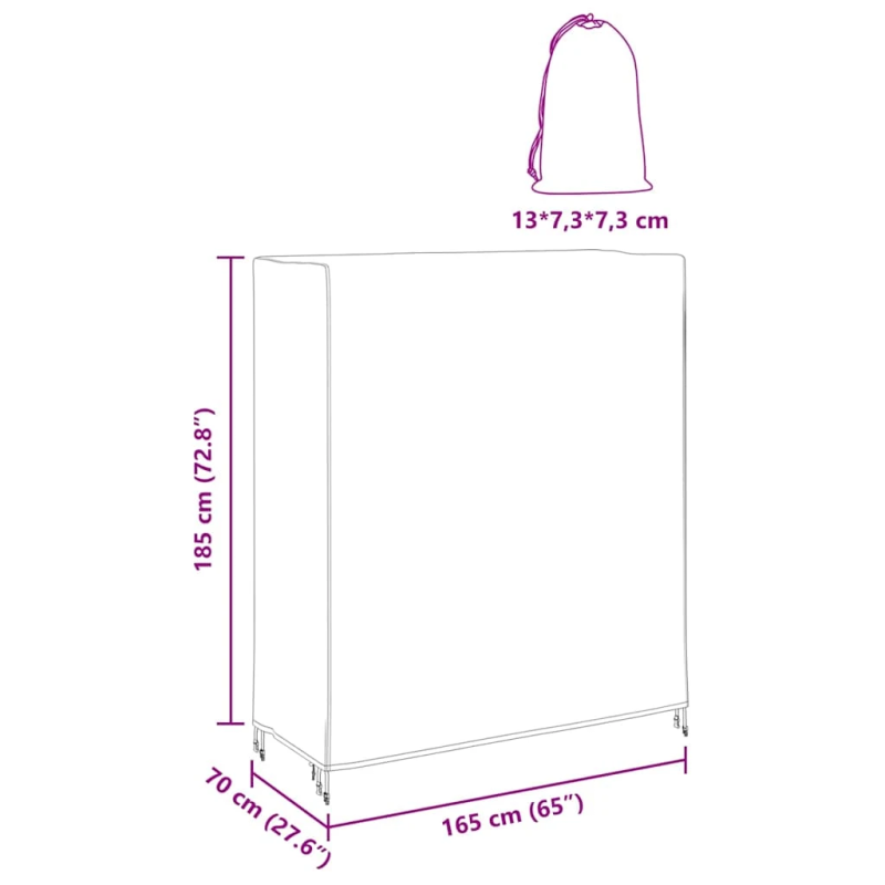 vidaXL Pingponga galda pārklājs Melna 165 x 70 x 185 cm audums