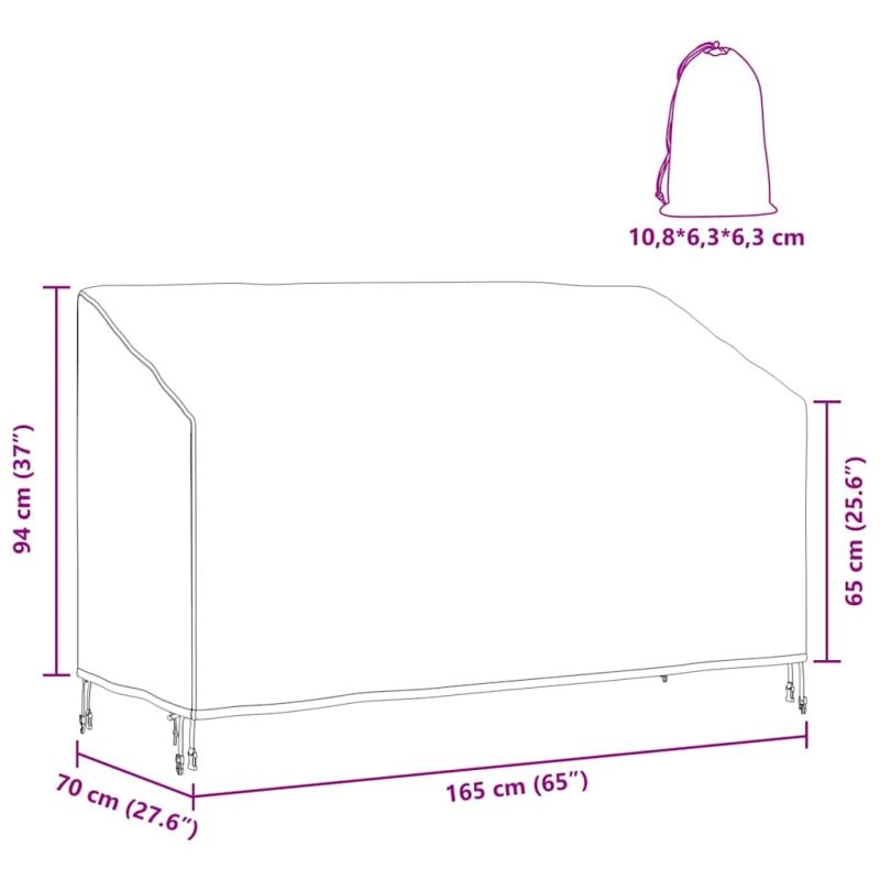 vidaXL Dārza sola pārsegs 165 x 70 x 65 - 94 cm 210D Oksforda audums