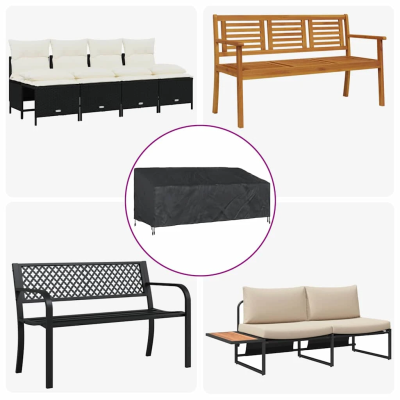 vidaXL Dārza sola pārsegs Melna 220 x 100 x 89 cm 600D Oksforda audums