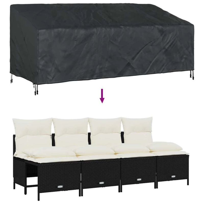 vidaXL Dārza sola pārsegs Melna 220 x 100 x 89 cm 600D Oksforda audums