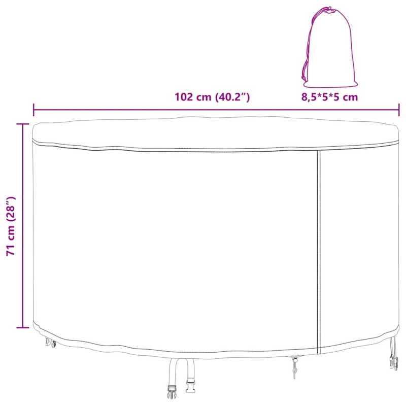 vidaXL Āra mēbeļu pārsegs Melna 102 x 102 x 71 cm 420D audums