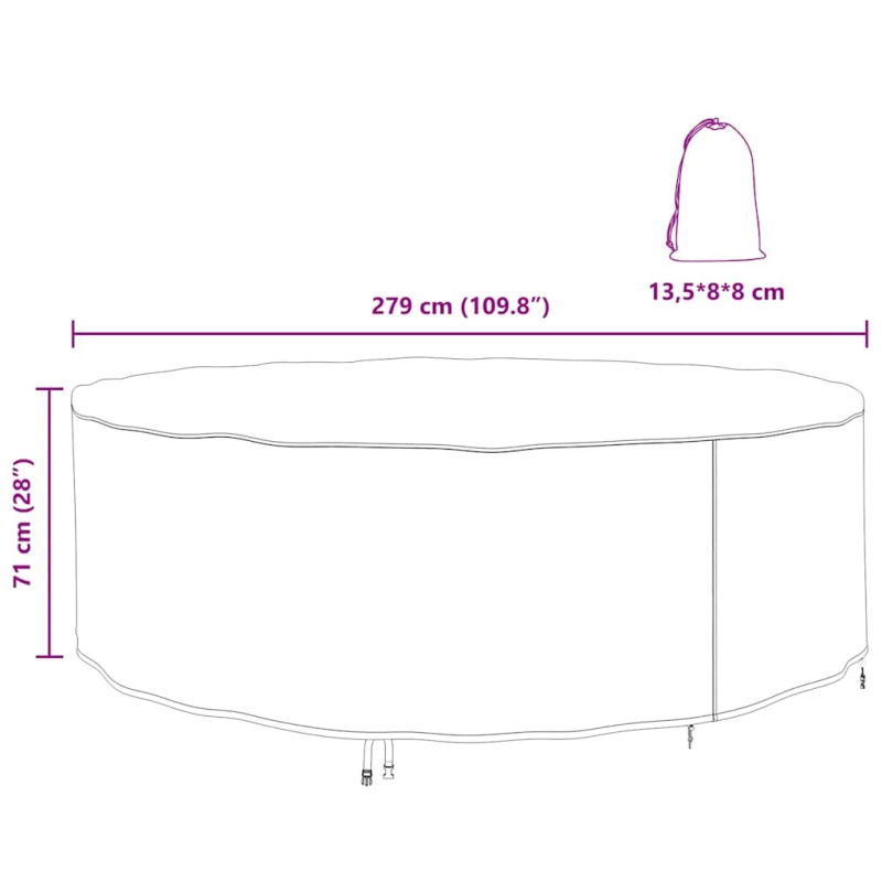 vidaXL Āra mēbeļu pārsegs Melna 279 x 279 x 71 cm 600D audums