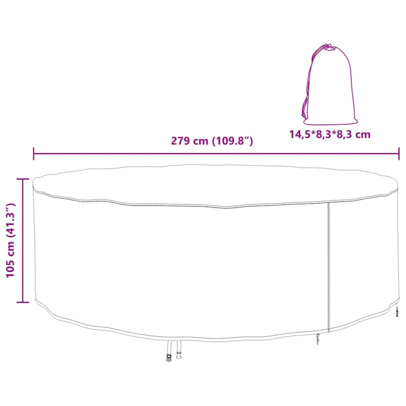 vidaXL Āra mēbeļu pārsegs Melna 279 x 279 x 105 cm 210D audums