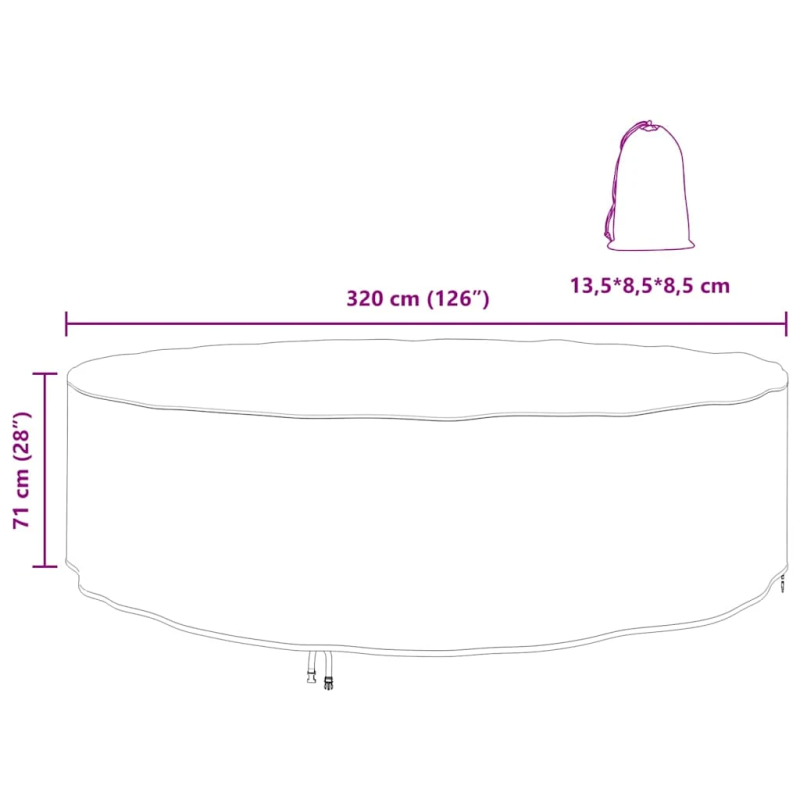 vidaXL Āra mēbeļu pārsegs Melna 320 x 320 x 71 cm 600D audums