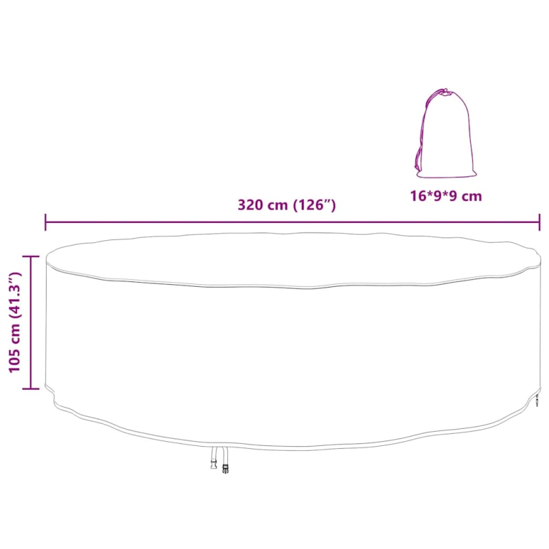 vidaXL Āra mēbeļu pārsegs Melna 320 x 320 x 105 cm 420D audums