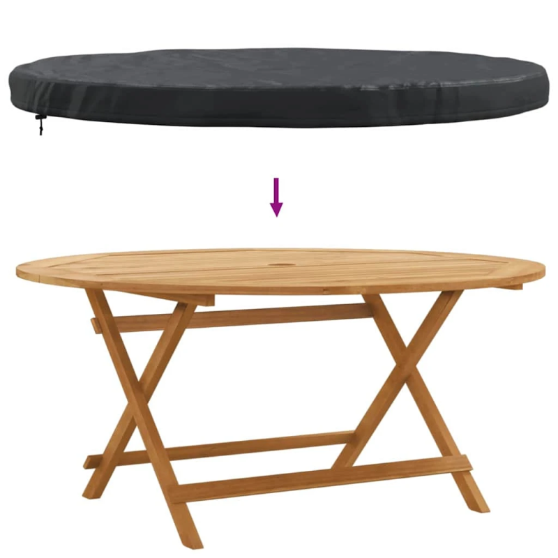 vidaXL Āra Galda Pārklājs Melna 142 x 142 x 10 cm 420D Oksforda audums