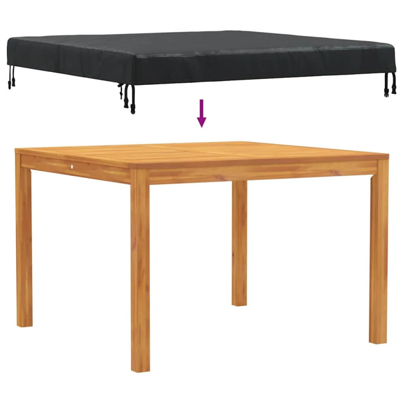 vidaXL Galda vāks Vienkrāsains Melna 142 x 142 x 15 cm audums