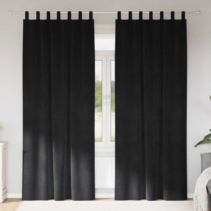 vidaXL Aptumšojošie aizkari 2 pcs Melna 140 x 260 cm Samts