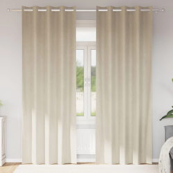 vidaXL Aptumšojošie aizkari 2 pcs Krēmkrāsa 140 x 225 cm Samts