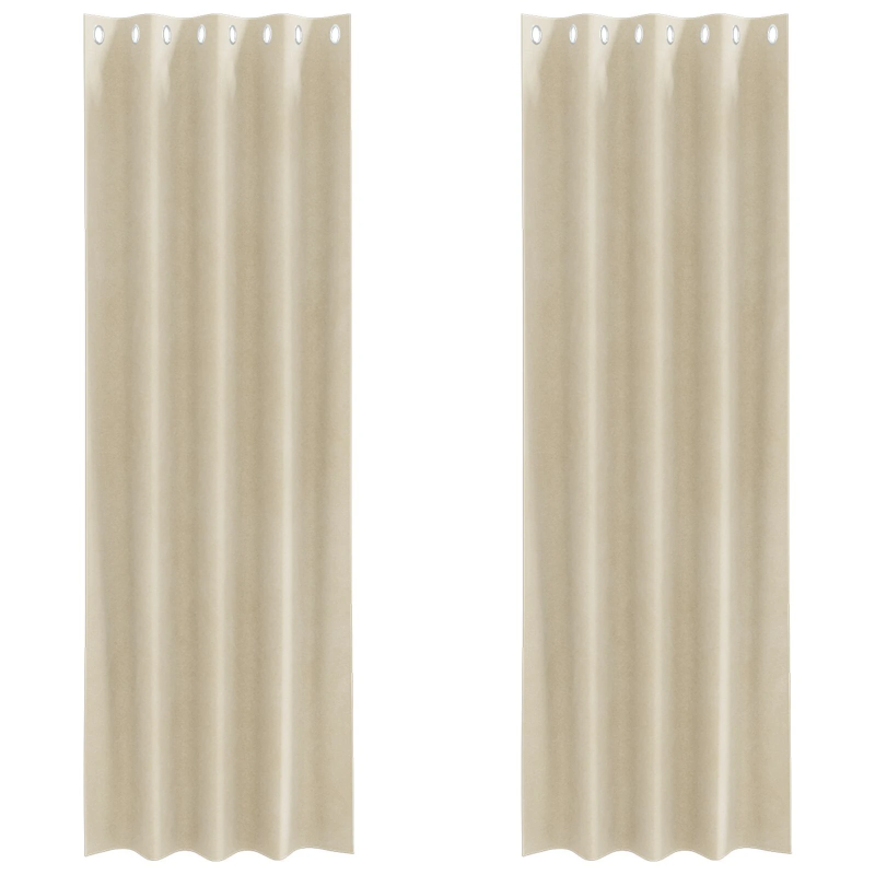 vidaXL Aptumšojošie aizkari 2 pcs Krēmkrāsa 140 x 245 cm Samts