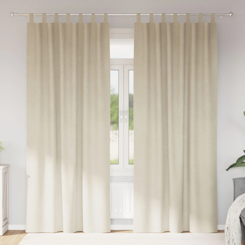 vidaXL Aptumšojošie aizkari 2 pcs Krēmkrāsa 140 x 260 cm Samts