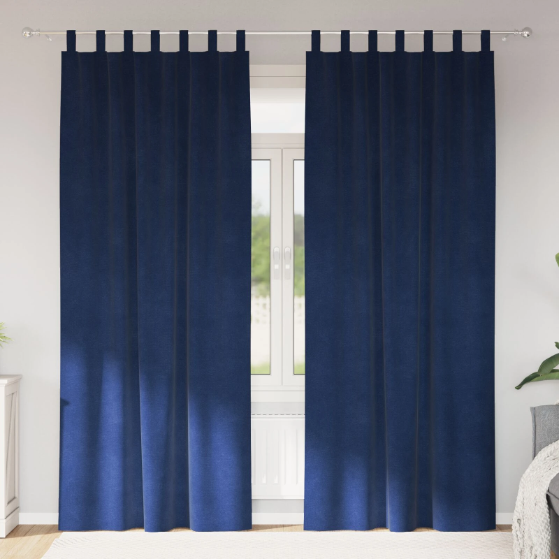 vidaXL Aptumšojošie aizkari 2 pcs Tumši zils 140 x 245 cm Samts