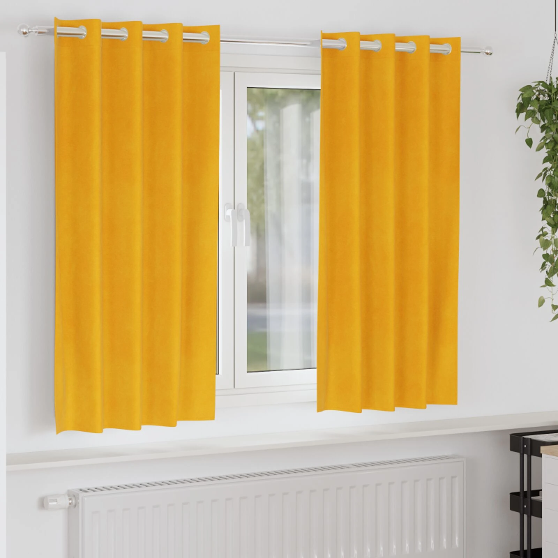 vidaXL Aptumšojošie aizkari 2 pcs Sinapsu dzeltena 140 x 175 cm Samts