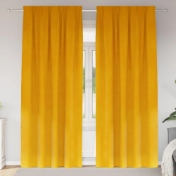 vidaXL Aptumšojošie aizkari 2 pcs Sinapsu dzeltena 140 x 225 cm Samts