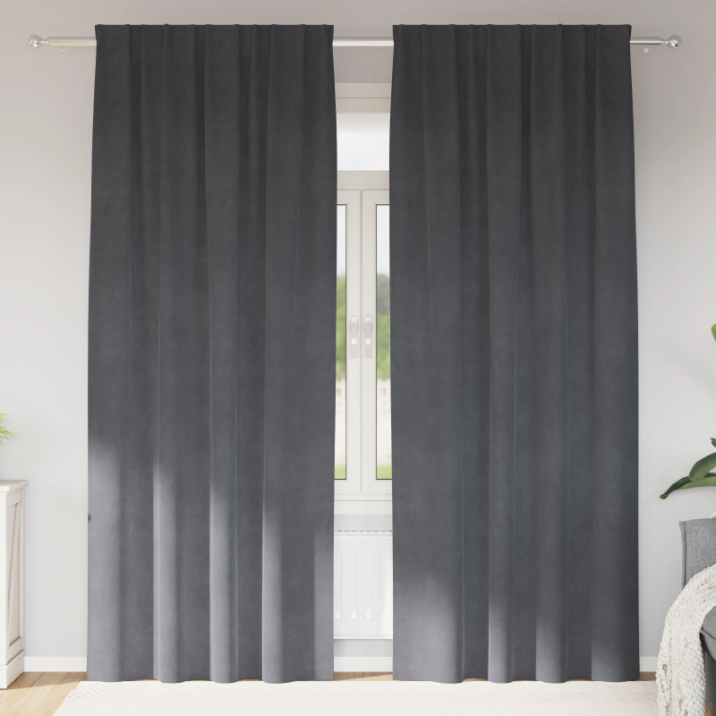 vidaXL Aptumšojošie aizkari 2 pcs Gaiši pelēks 140 x 225 cm Samts