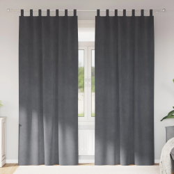 vidaXL Aptumšojošie aizkari 2 pcs Gaiši pelēks 140 x 225 cm Samts