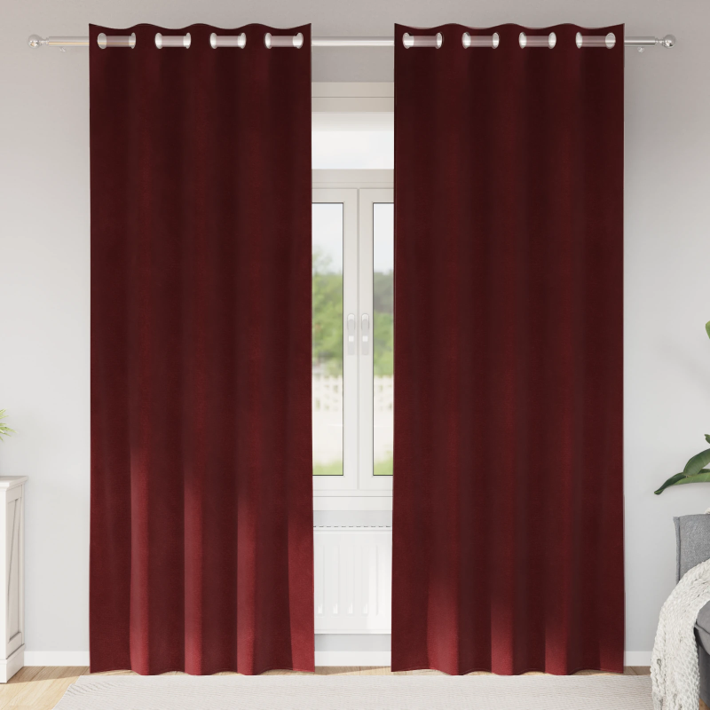 vidaXL Aptumšojošie aizkari 2 pcs Vīna sarkans 140 x 260 cm Samts