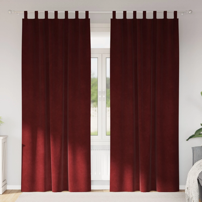 vidaXL Aptumšojošie aizkari 2 pcs Vīna sarkans 140 x 260 cm Samts