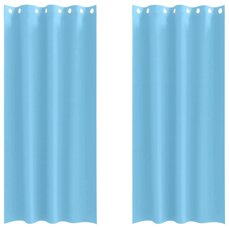 vidaXL Aizkari ar Gredzeniem, kas Aizliedz Gaismu 2 pcs Gaiši zils