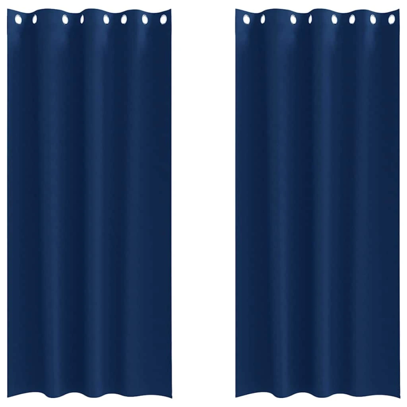 vidaXL Aizkari ar Gredzeniem, kas Aizliedz Gaismu 2 pcs Tumši zils