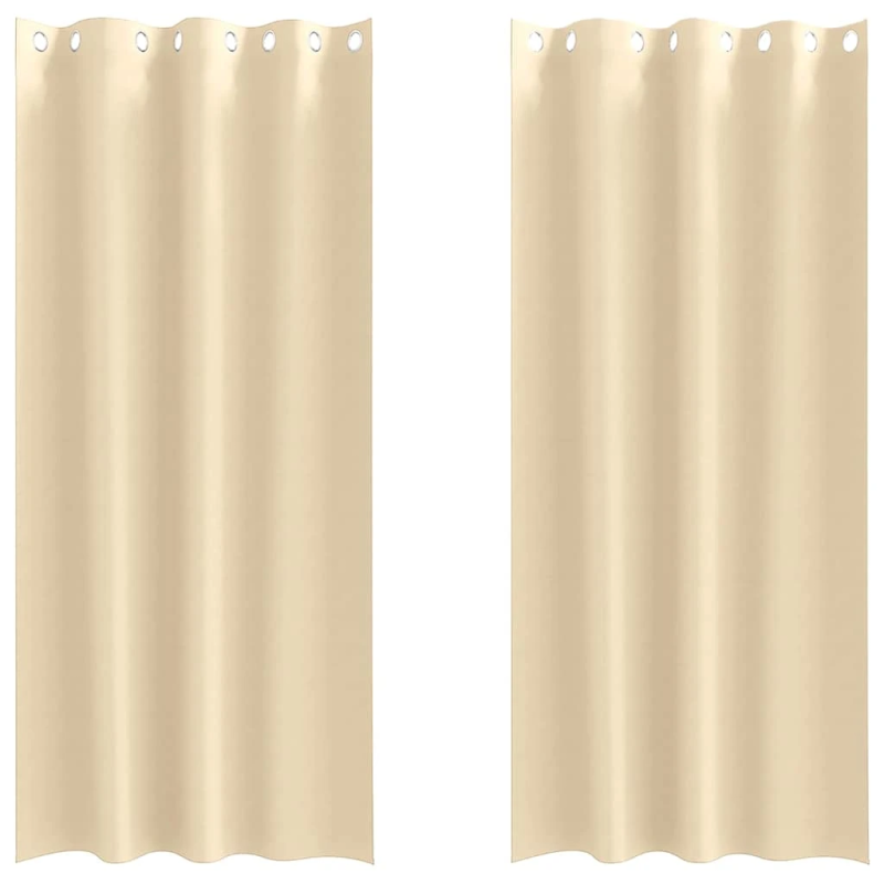 vidaXL Aizkari ar Gredzeniem, kas Aizliedz Gaismu 2 pcs Krēmkrāsa