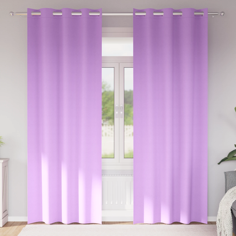 vidaXL Aizkari ar Gredzeniem, kas Aizliedz Gaismu 2 pcs Violeta