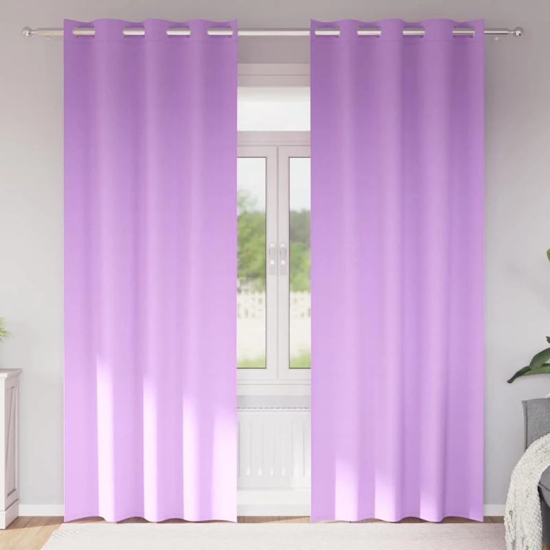 vidaXL Aizkari ar Gredzeniem, kas Aizliedz Gaismu 2 pcs Violeta