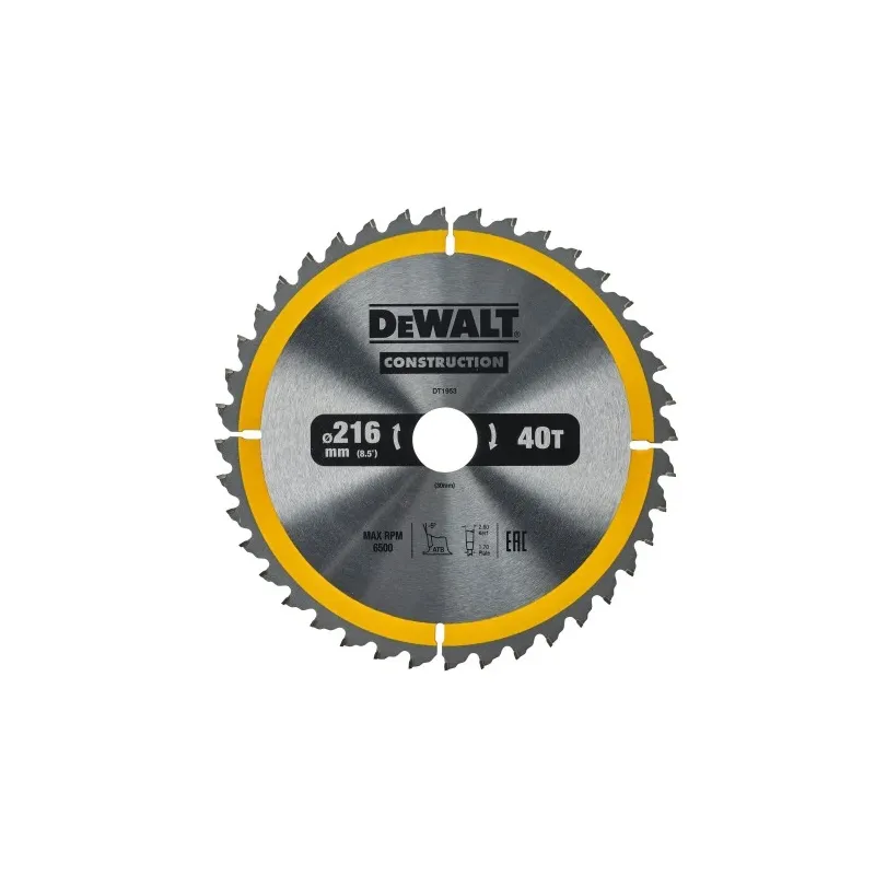 DEWALT zāģripa 216x30mm 40T