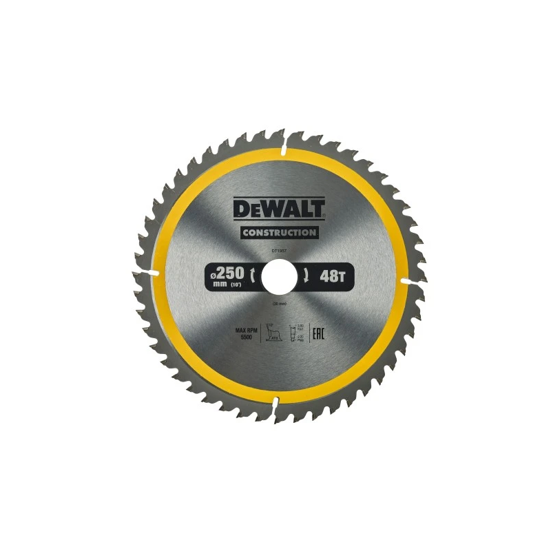 DEWALT Zāģripa 250x30mm 48T