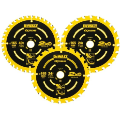 DeWALT Zāģripas EXTREME 2 x 165 24T & 1 x 165 40T