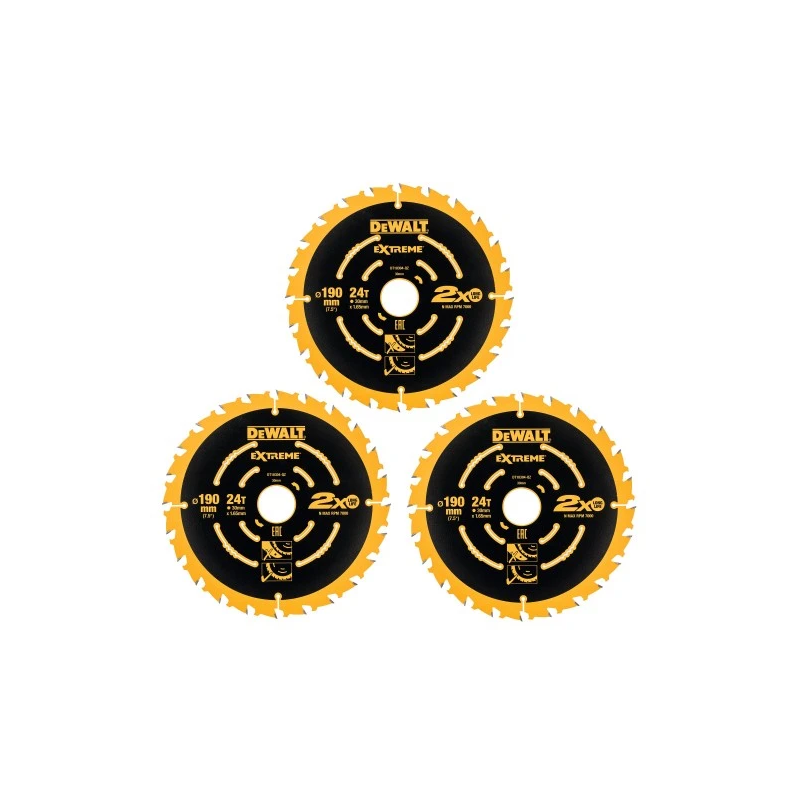 DeWALT Zāģripas EXTREME 3 x 190 24T