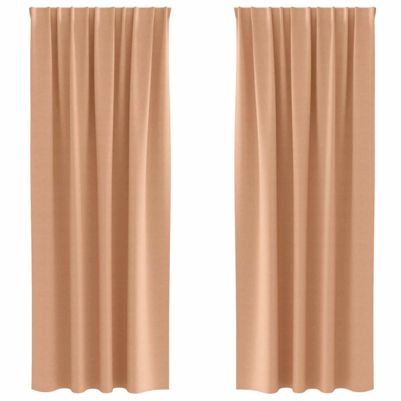 vidaXL Aizkari ar Gredzeniem, kas Aizliedz Gaismu 2 pcs Gaiši brūns