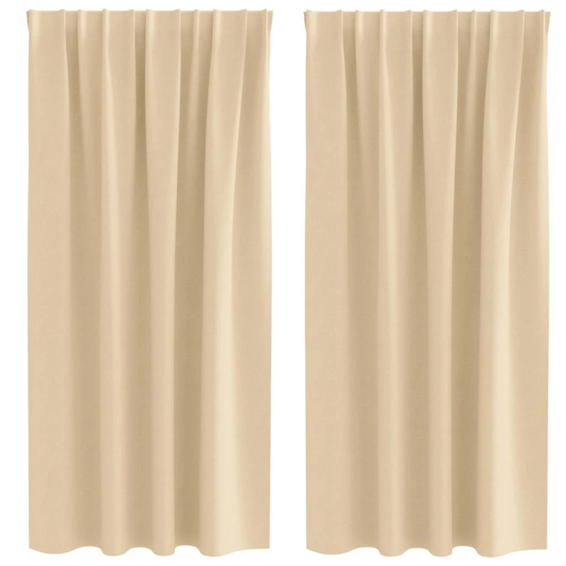 vidaXL Aizkari ar Gredzeniem, kas Aizliedz Gaismu 2 pcs Krēmkrāsa