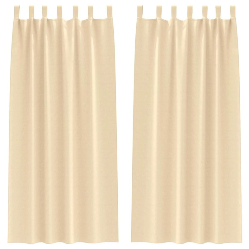 vidaXL Aizkari ar Gredzeniem, kas Aizliedz Gaismu 2 pcs Krēmkrāsa