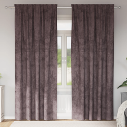 vidaXL Samta aizkari ar aizkariem 2 pcs Brūna 225 x 140 cm Samts