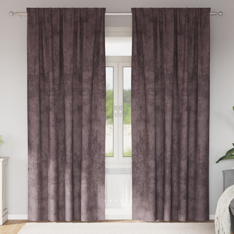 vidaXL Samta aizkari ar aizkariem 2 pcs Brūna 225 x 140 cm Samts