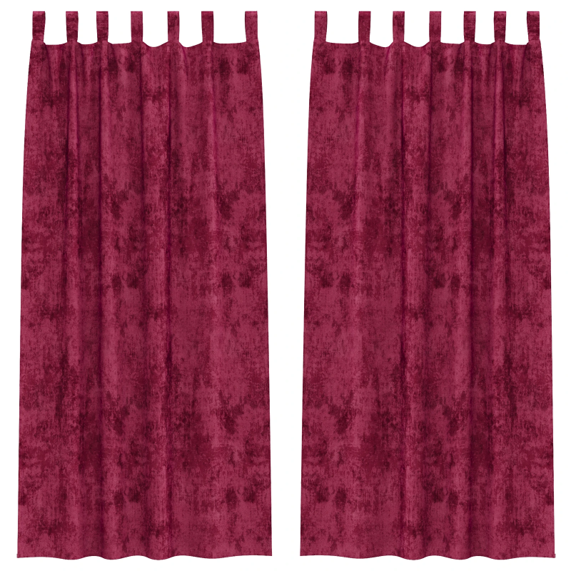 vidaXL Samta aizkari ar aizkariem 2 pcs Vīnsarkans 260 x 140 cm Samts