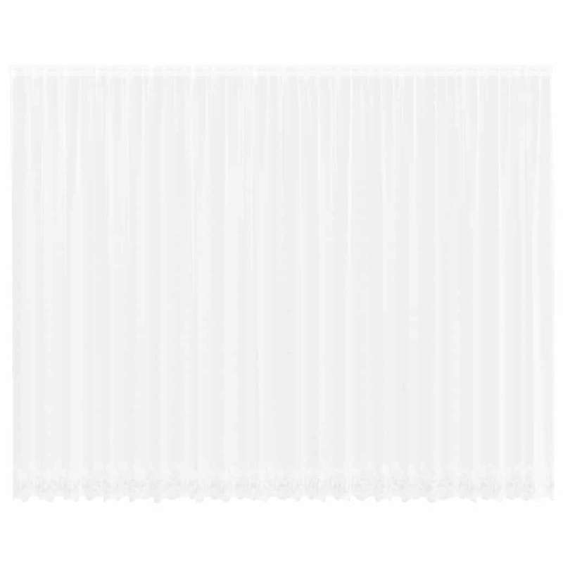 vidaXL Mežģīņu aizkars ar aizkariem Balts 300 x 600 cm Poliesters