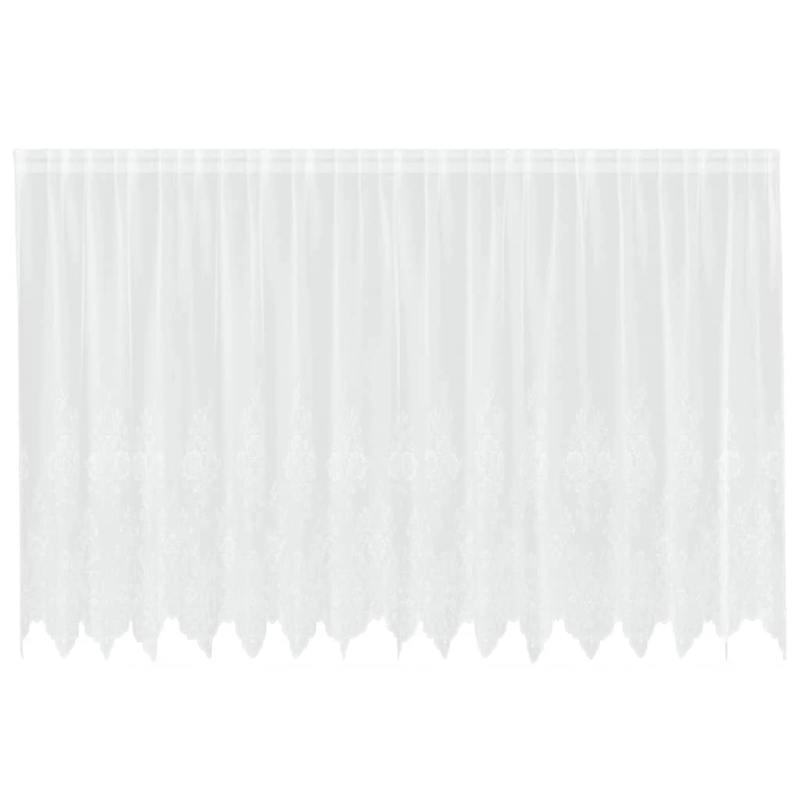 vidaXL Mežģīņu aizkars ar aizkariem Balts 140 x 400 cm Poliesters