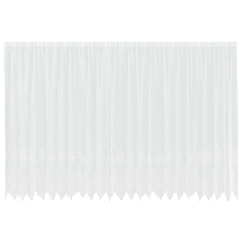 vidaXL Mežģīņu aizkars ar aizkariem Balts 200 x 600 cm Poliesters