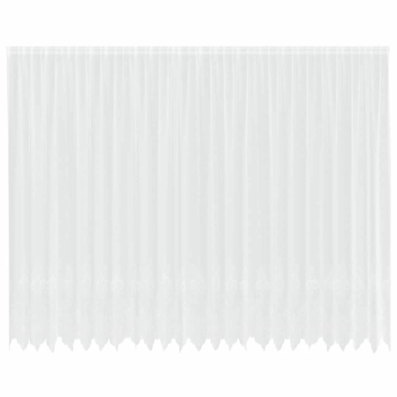 vidaXL Mežģīņu aizkars ar aizkariem Balts 300 x 600 cm Poliesters