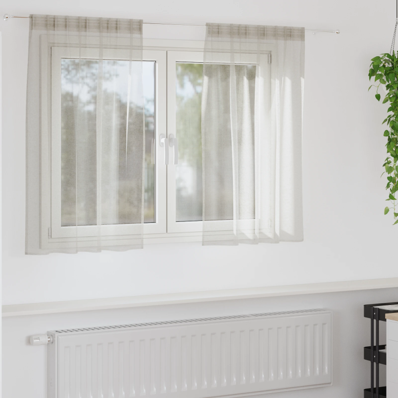 vidaXL Voile aizkaris 2 pcs Krēmkrāsa 140 x 140 cm Poliesters