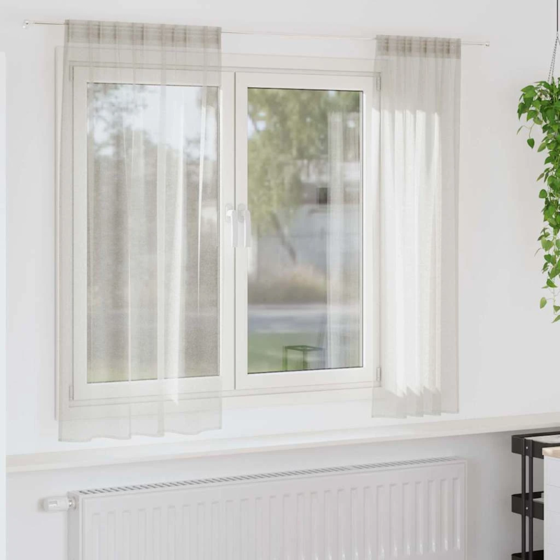 vidaXL Voile aizkaris 2 pcs Krēmkrāsa 175 x 140 cm Poliesters