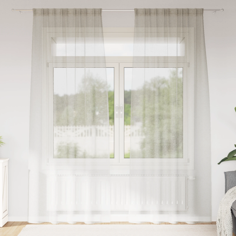 vidaXL Voile aizkaris 2 pcs Krēmkrāsa 260 x 140 cm Poliesters