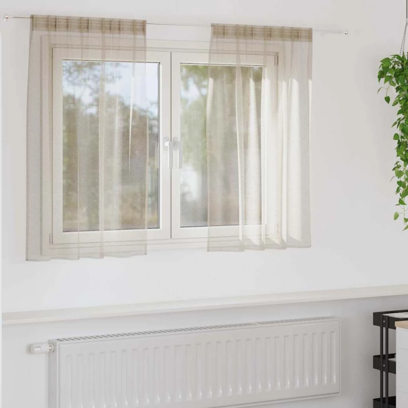 vidaXL Voile aizkaris 2 pcs Smilšu 140 x 140 cm Poliesters