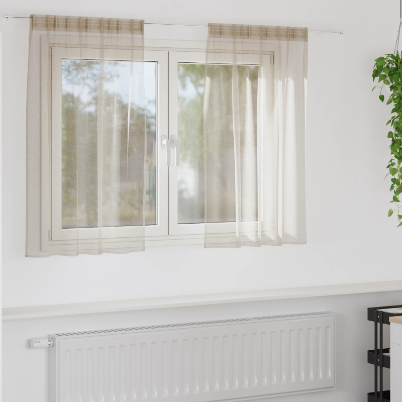 vidaXL Voile aizkaris 2 pcs Smilšu 140 x 140 cm Poliesters