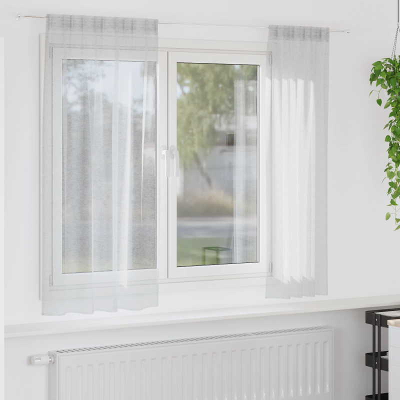 vidaXL Voile aizkaris 2 pcs Gaiši pelēks 175 x 140 cm Poliesters