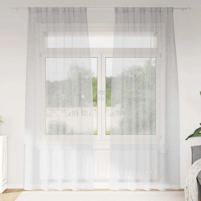 vidaXL Voile aizkaris 2 pcs Gaiši pelēks 260 x 140 cm Poliesters
